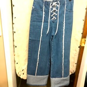 Women fashion wide leg jeans